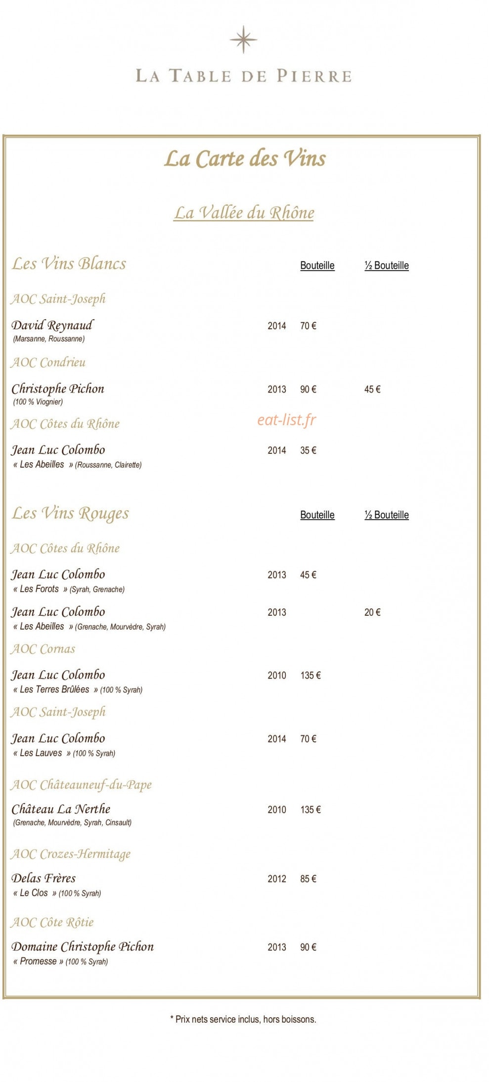 La Table de Pierre — carte page 10