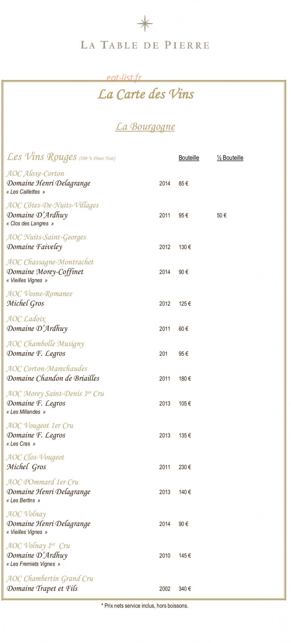 La Table de Pierre — carte page 13