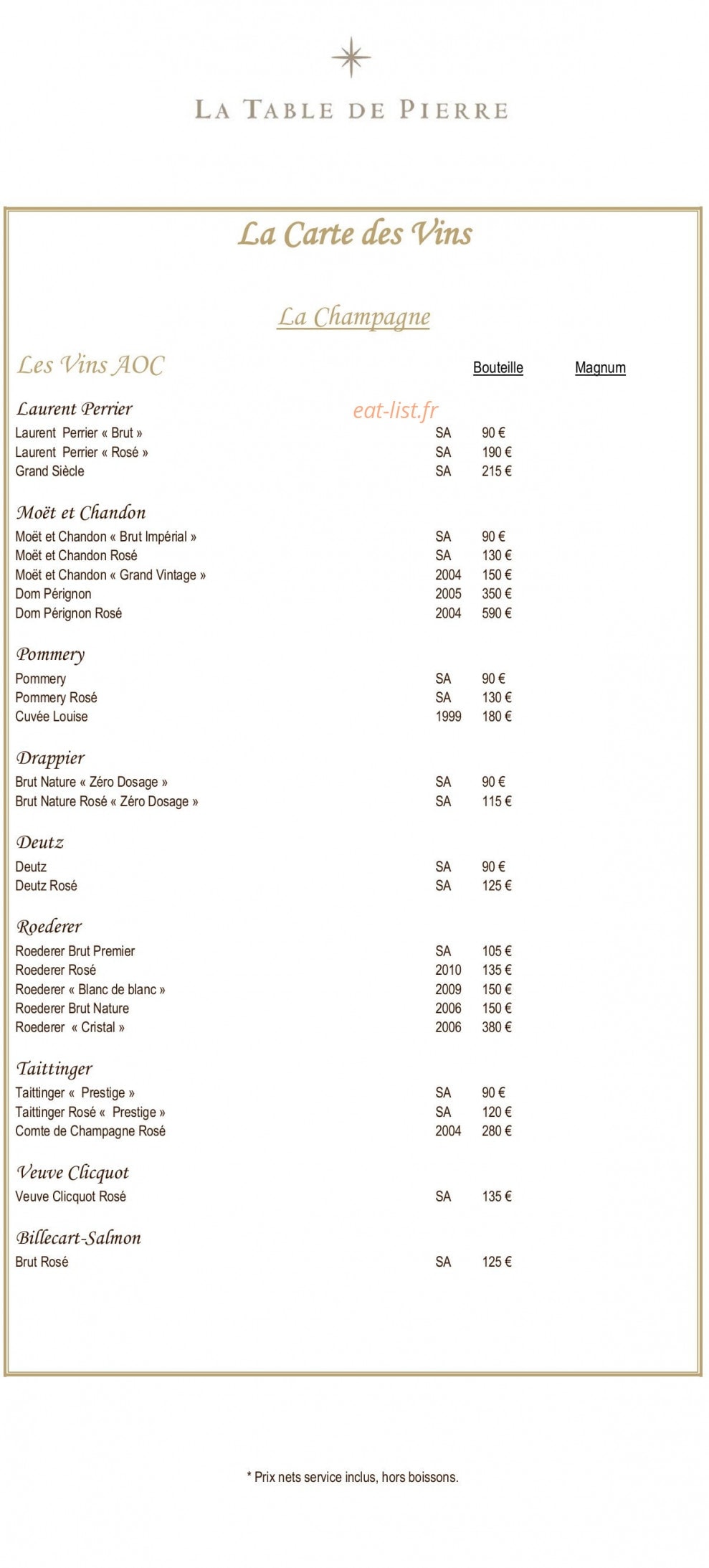 La Table de Pierre — carte page 4
