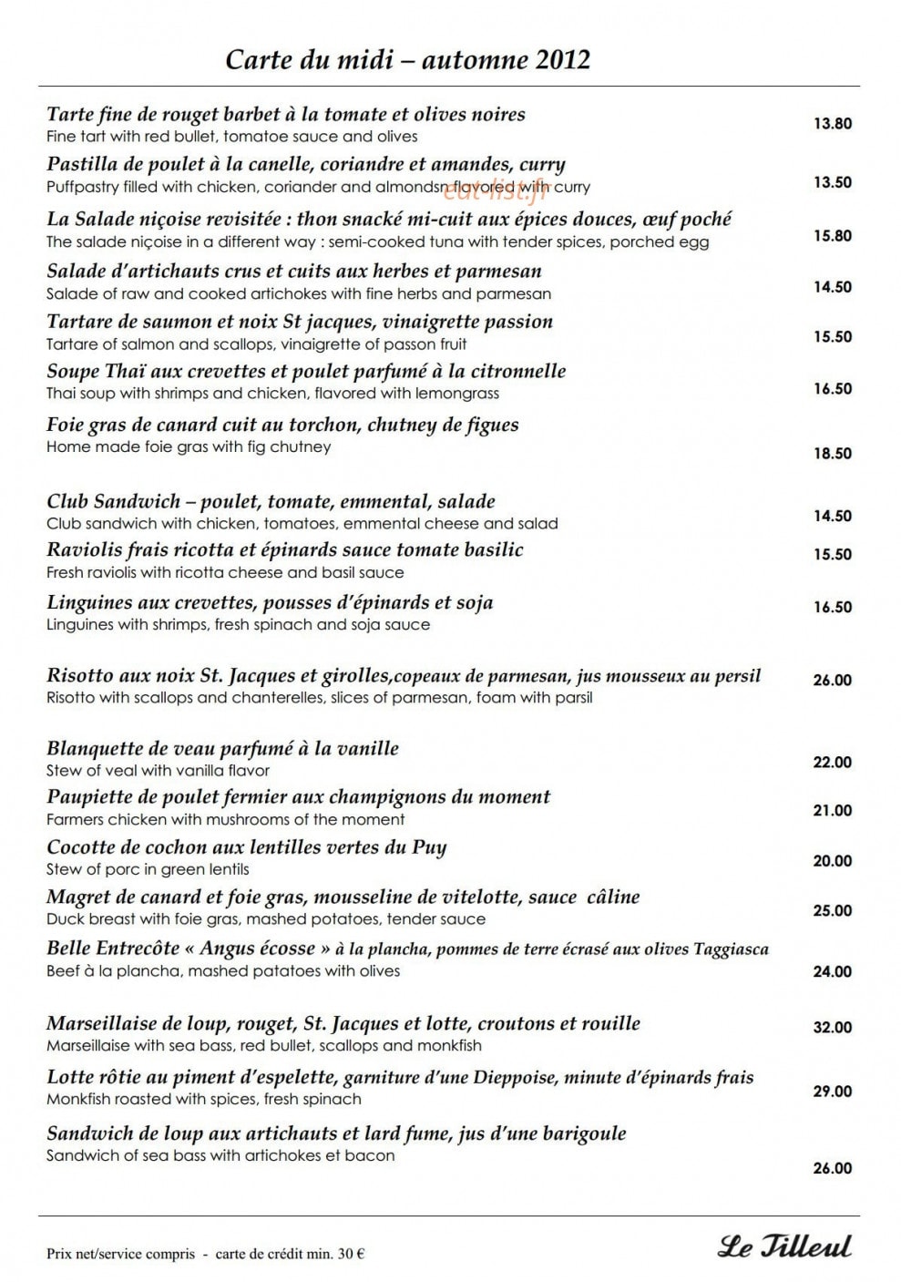 Le Tilleul — carte page 2