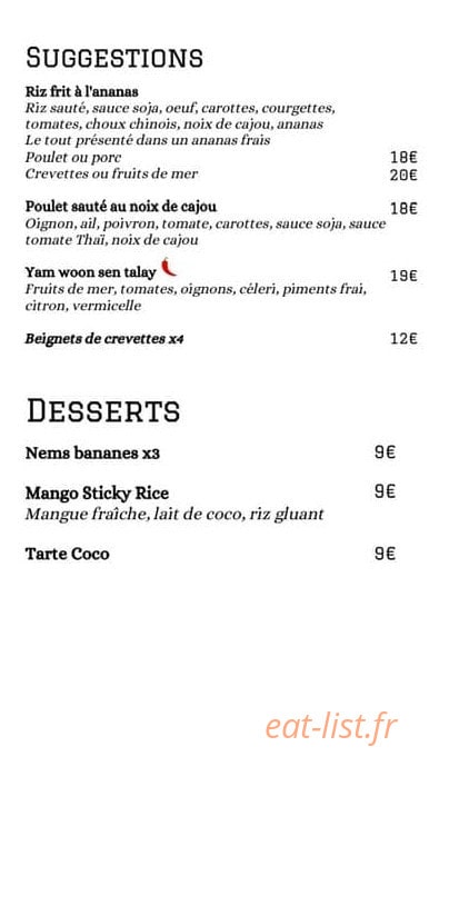 Sabaï Sabaï — carte page 4