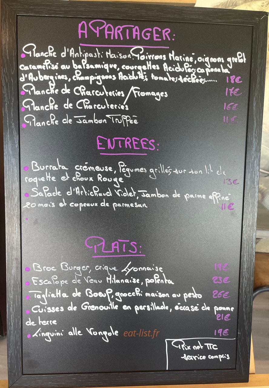 La Tavola des Gones — carte page 1