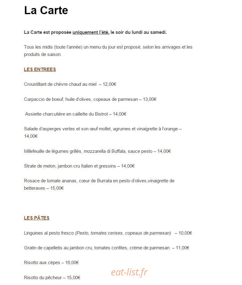 Le Bistrot Provençal — carte page 2