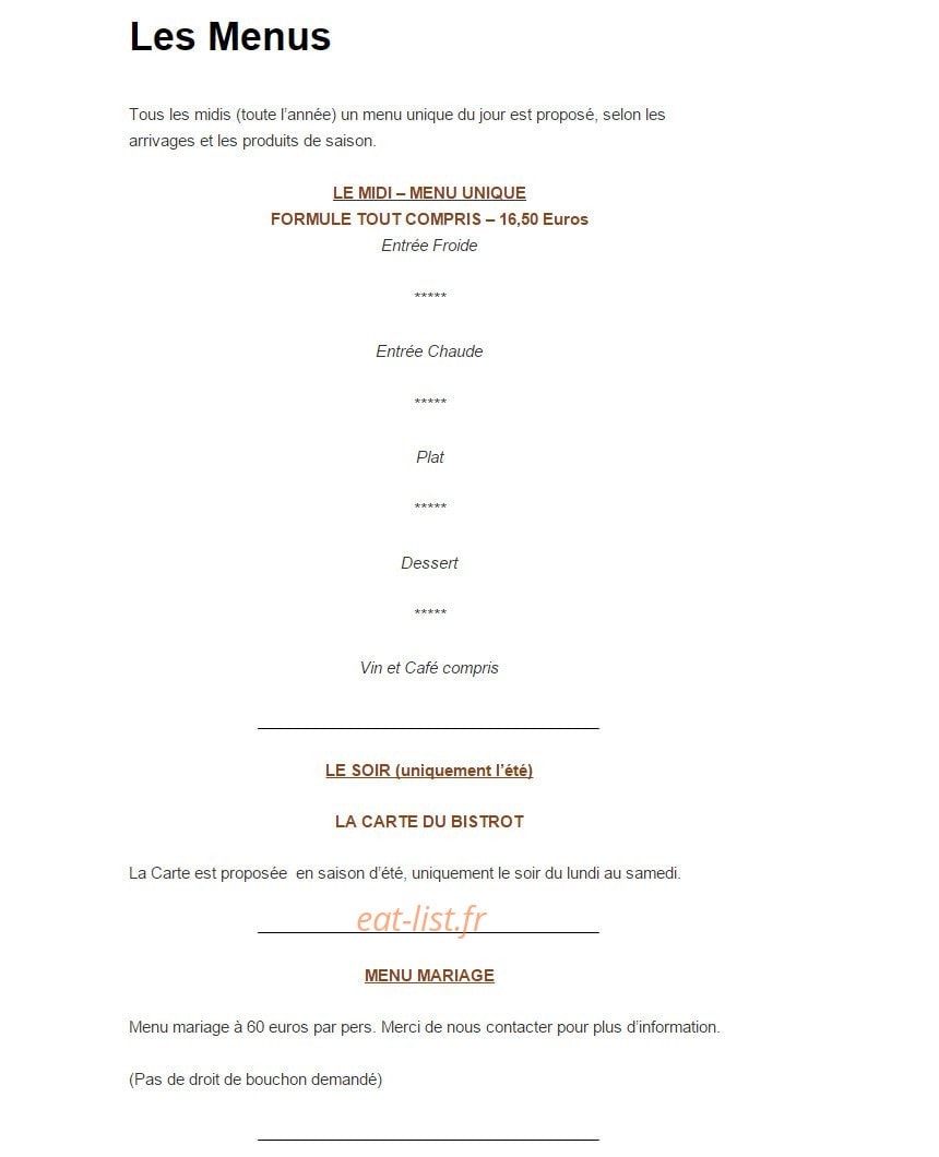 Le Bistrot Provençal — carte page 1