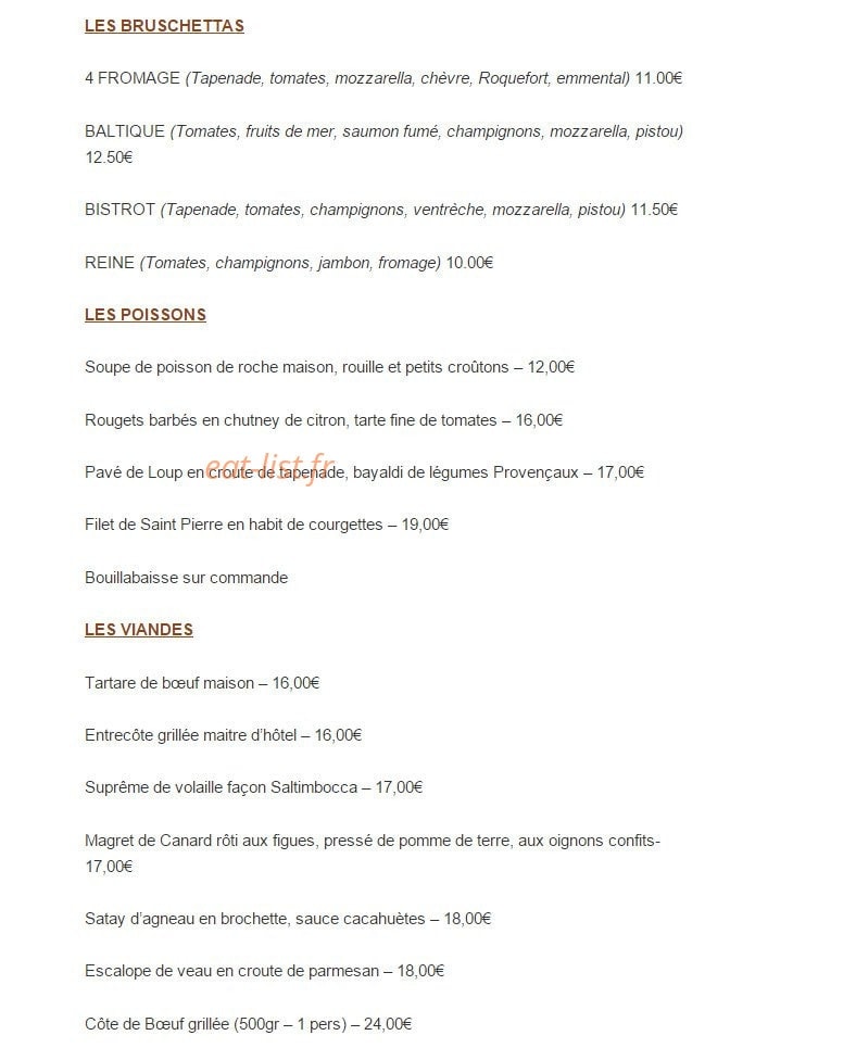 Le Bistrot Provençal — carte page 3