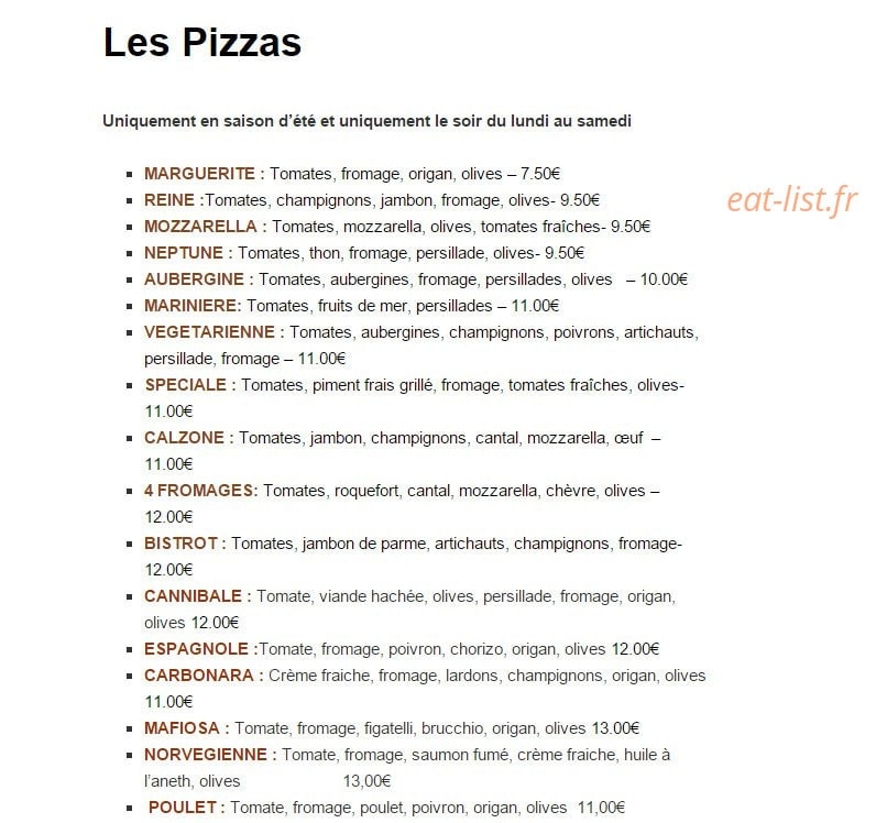Le Bistrot Provençal — carte page 5