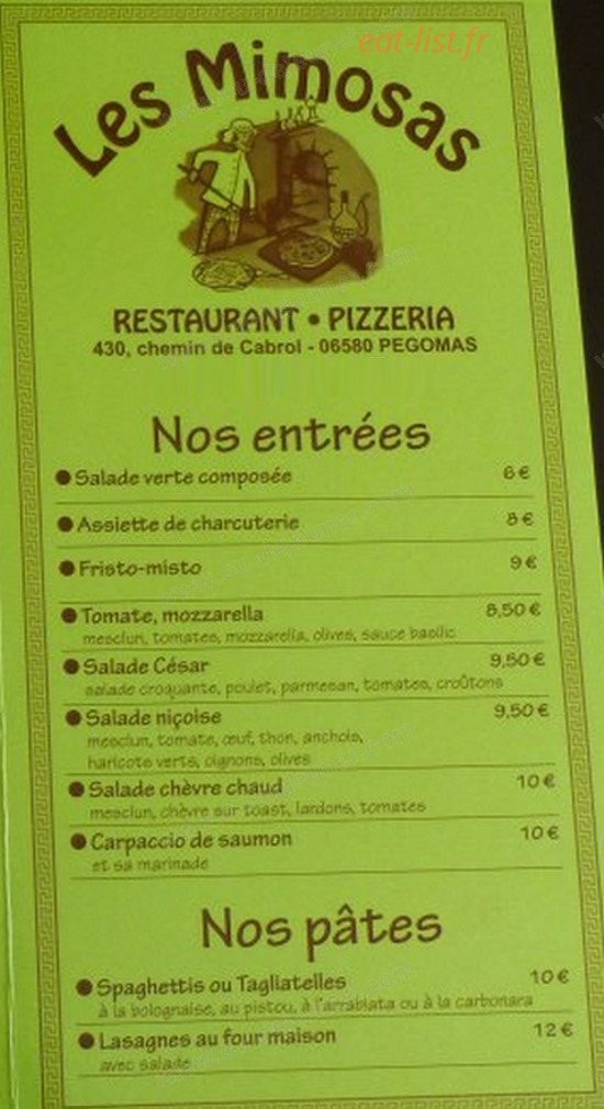 Les Mimosas — carte page 1