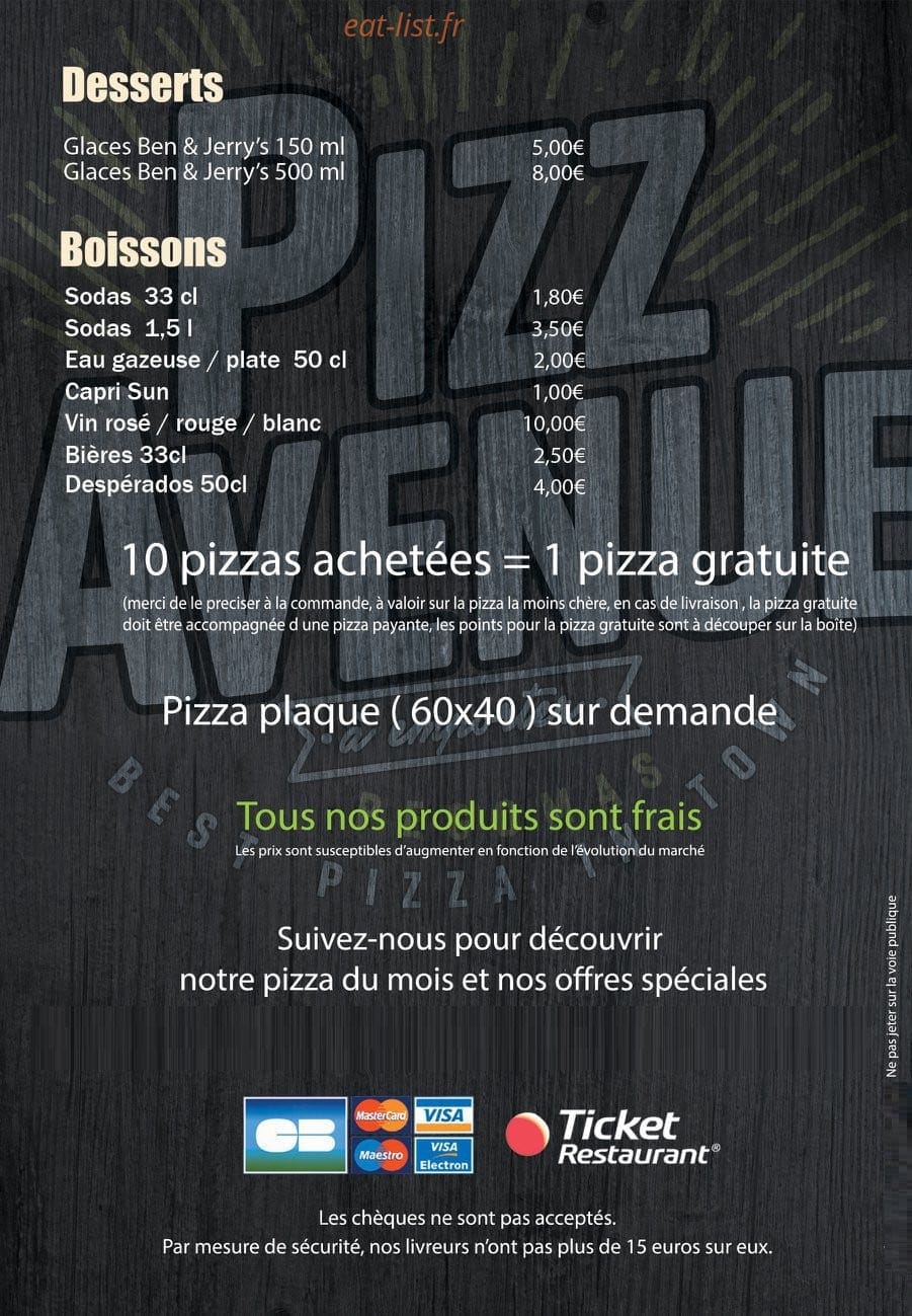 Pizzavenue — carte page 4
