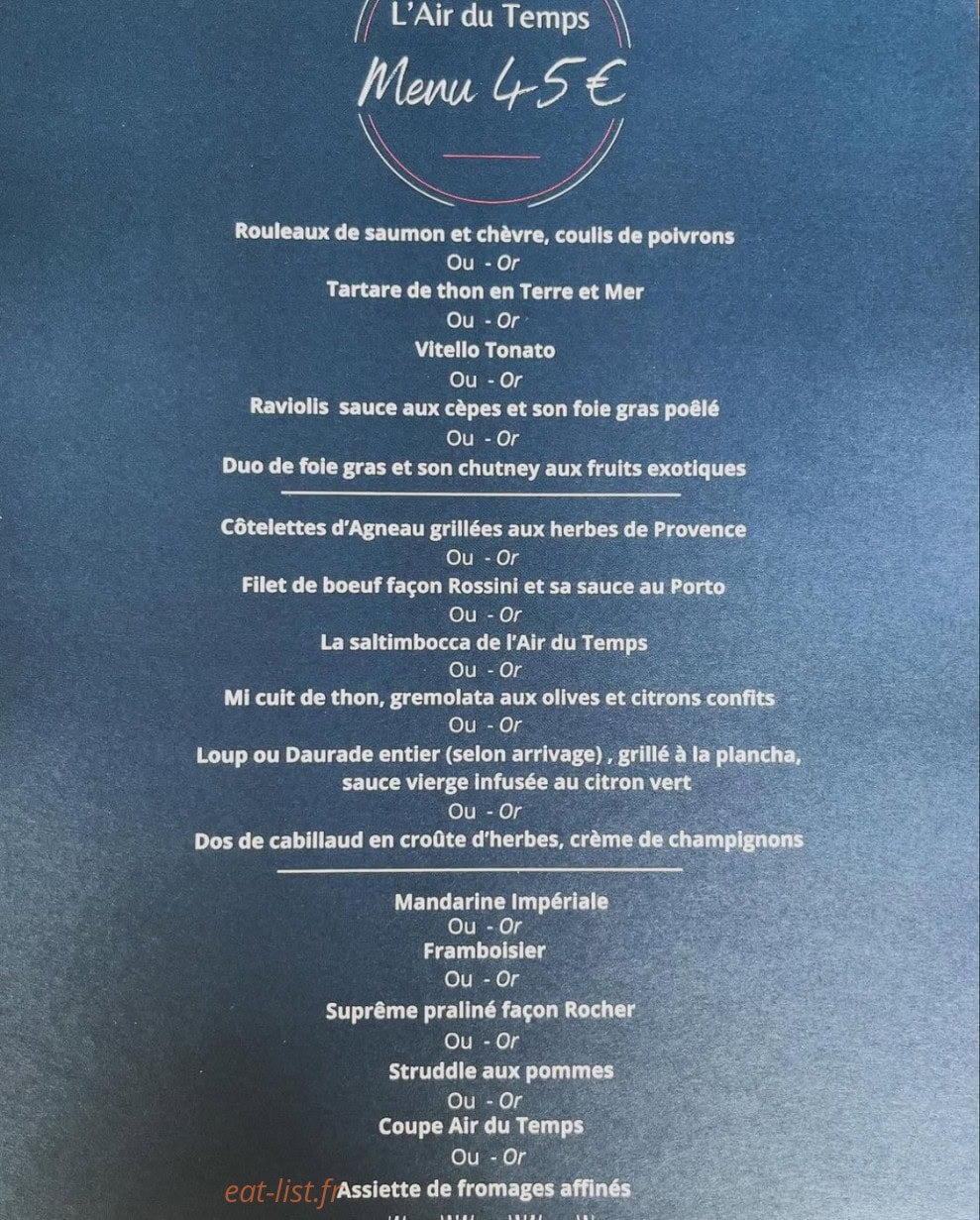 L'air du Temps — carte page 2
