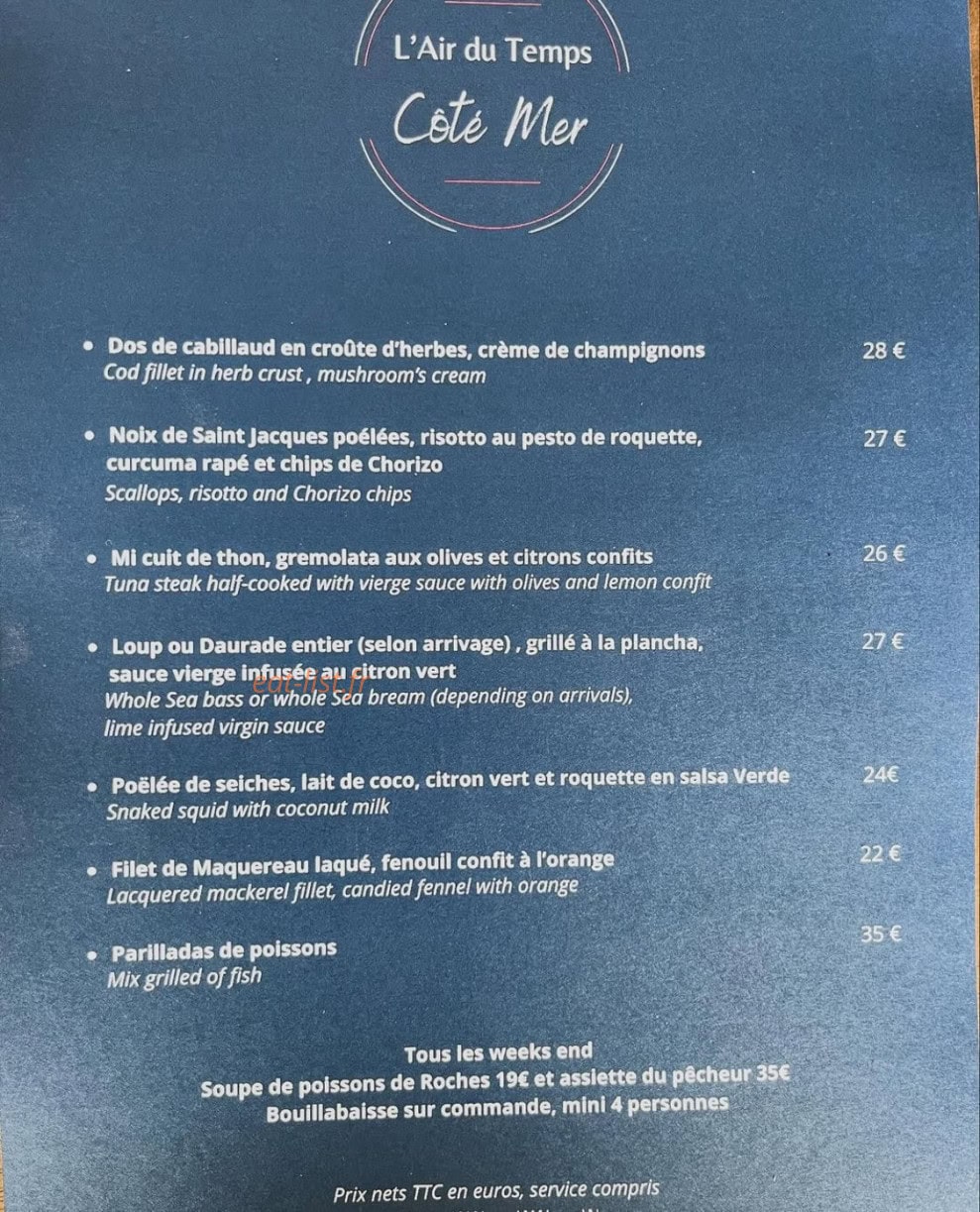 L'air du Temps — carte page 4