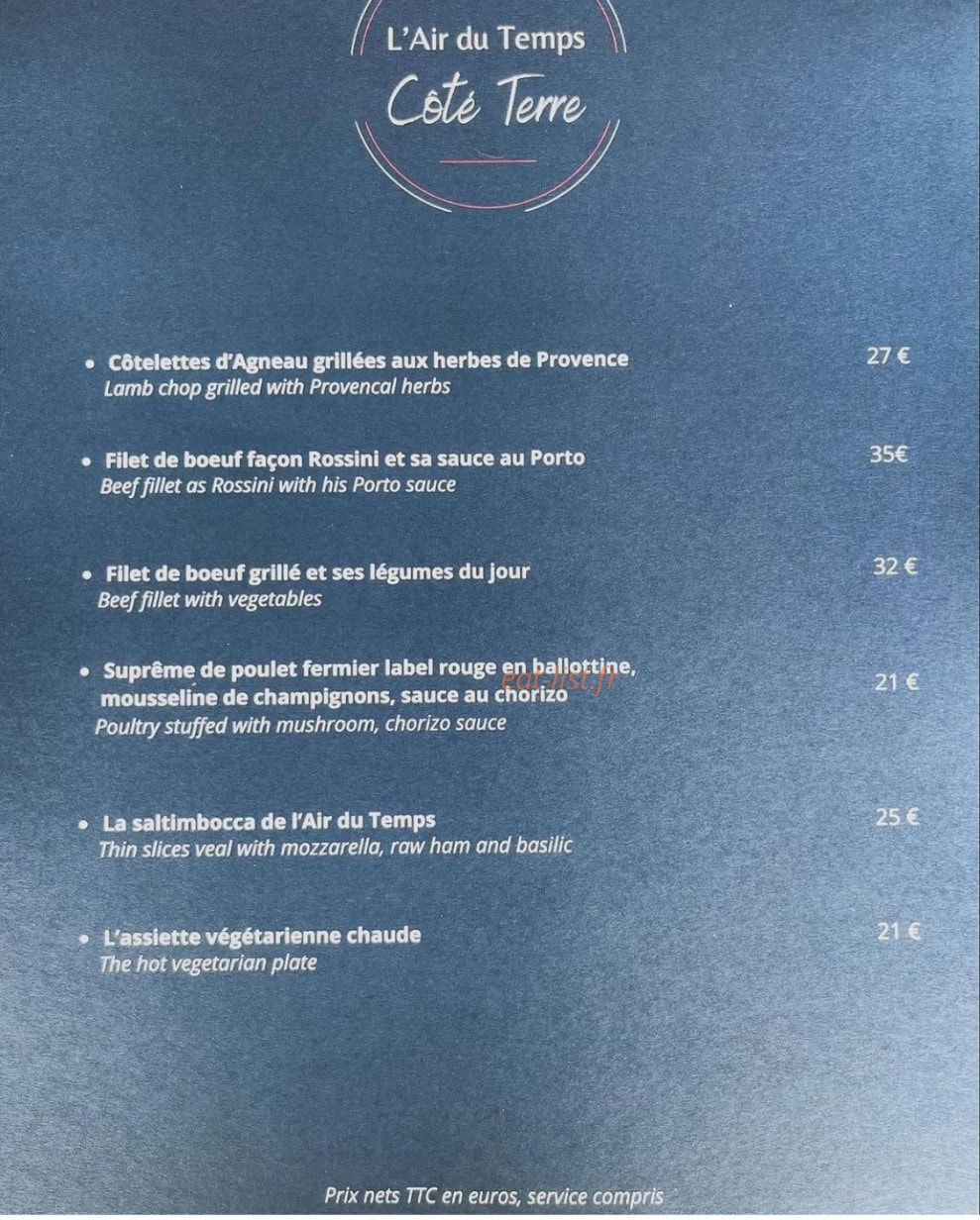 L'air du Temps — carte page 5