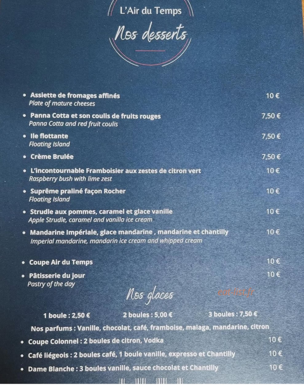 L'air du Temps — carte page 6