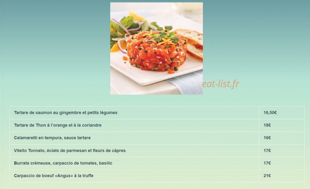 Le Bistrot de Lérins — carte page 1