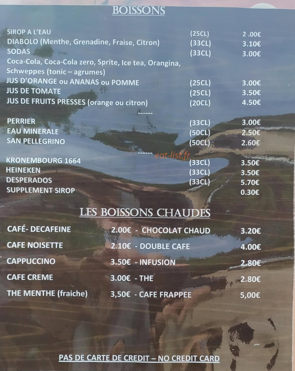 Carte et menu de Matipi à Theoule sur Mer — Les boissons