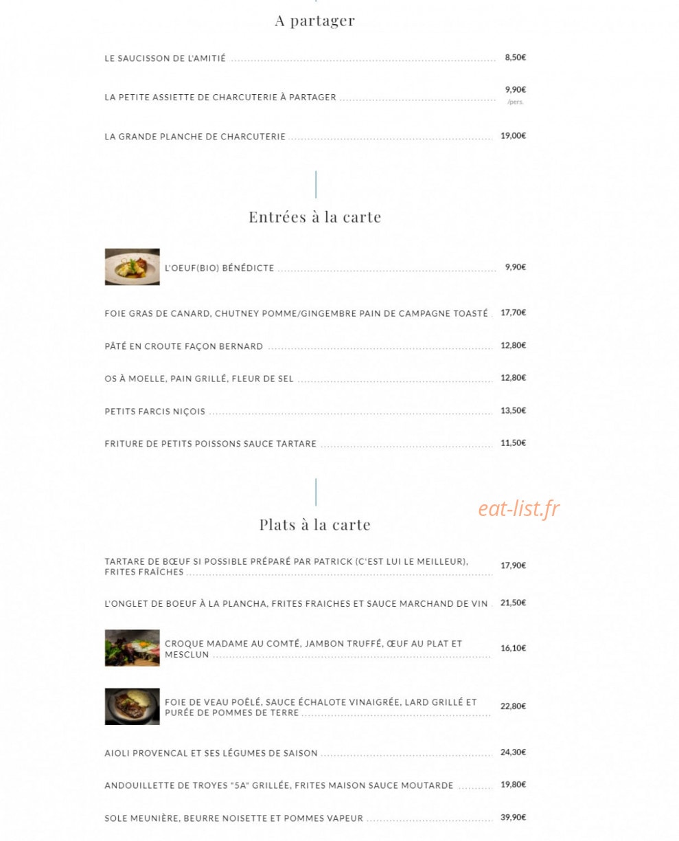Bistrot Margaux — carte page 1