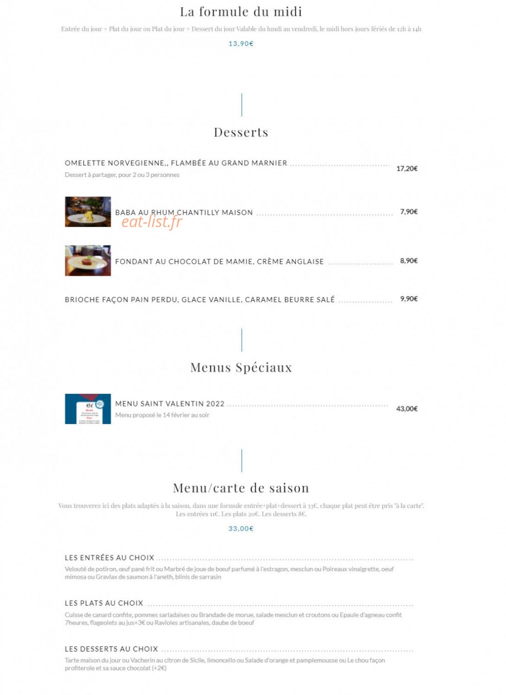 Bistrot Margaux — carte page 2