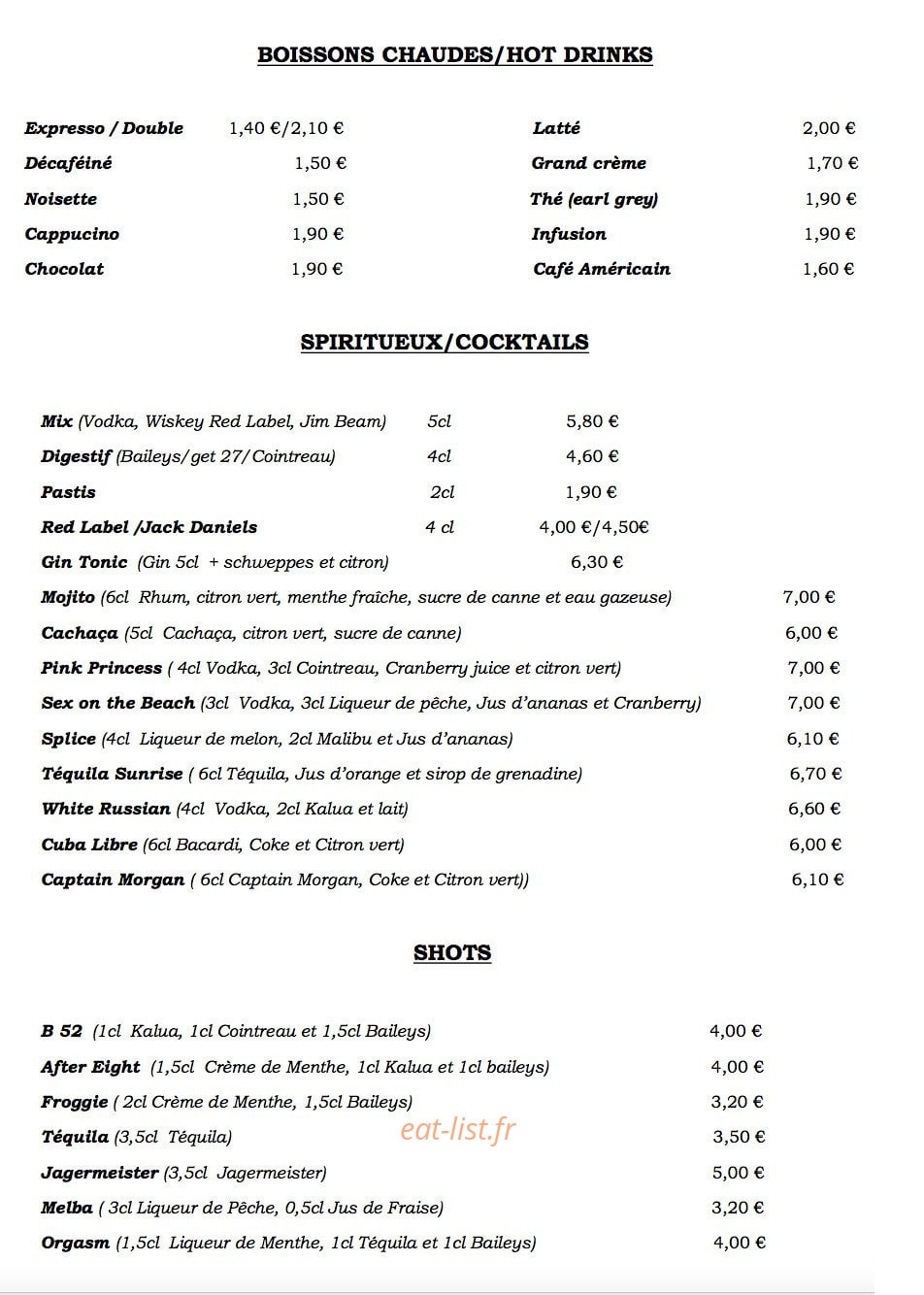 Charlie's — carte page 3