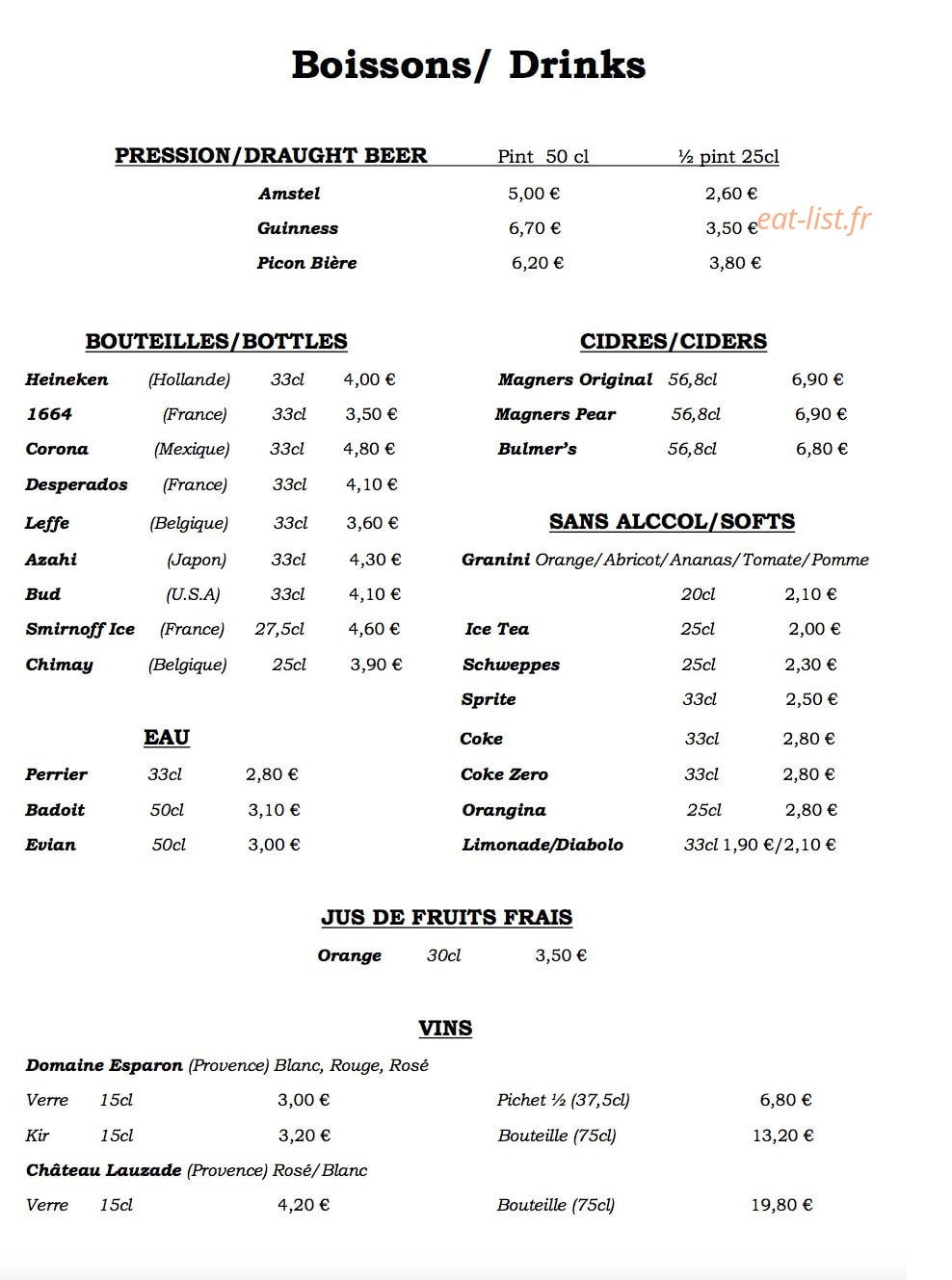 Charlie's — carte page 2