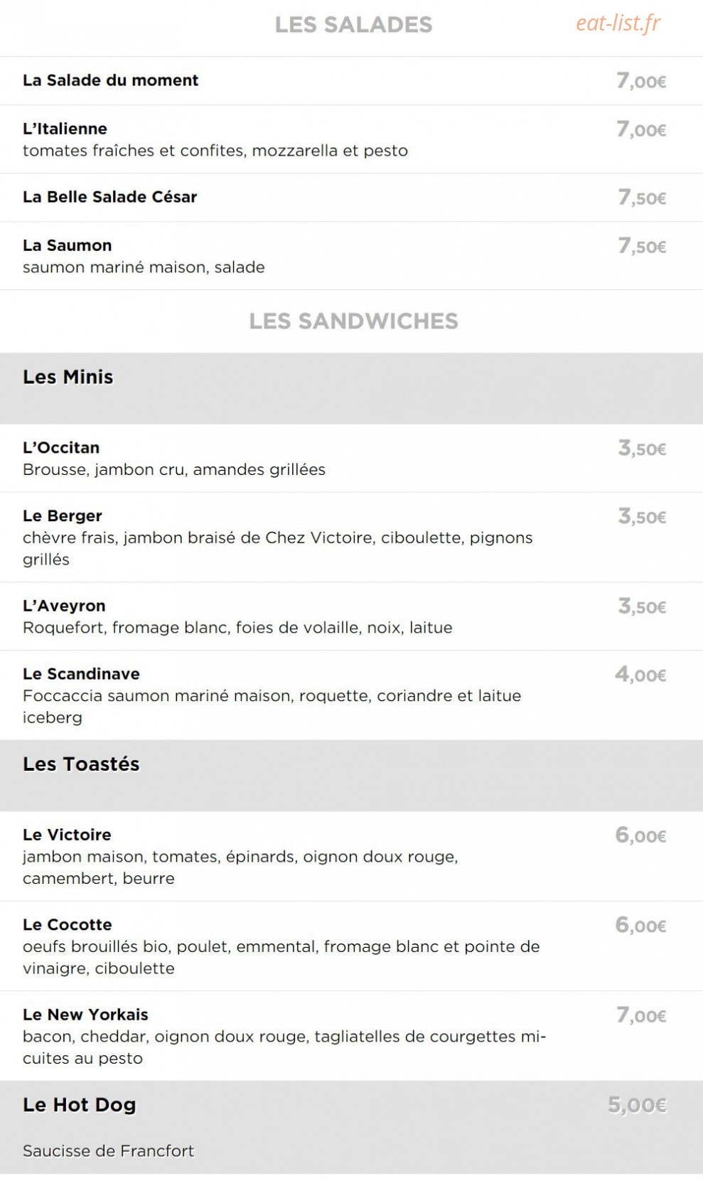 Chez victoire — carte page 1
