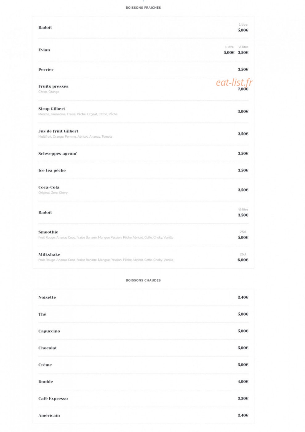 Chez Vincent — carte page 8
