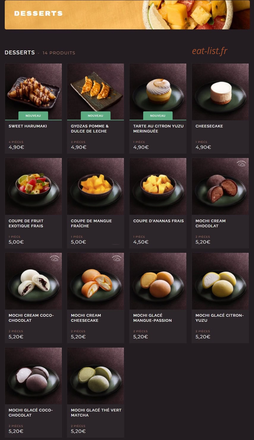 Côté Sushi — carte page 14