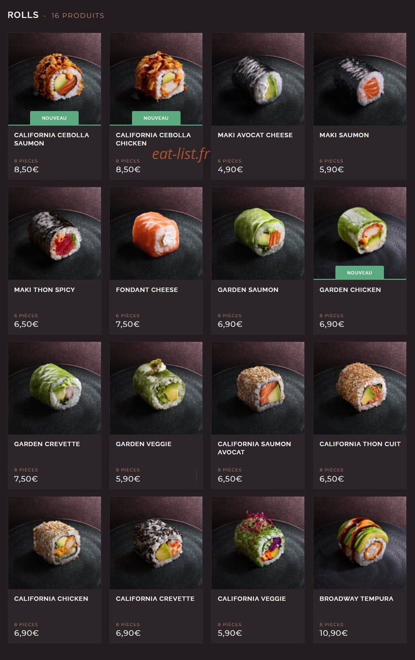 Côté Sushi — carte page 8