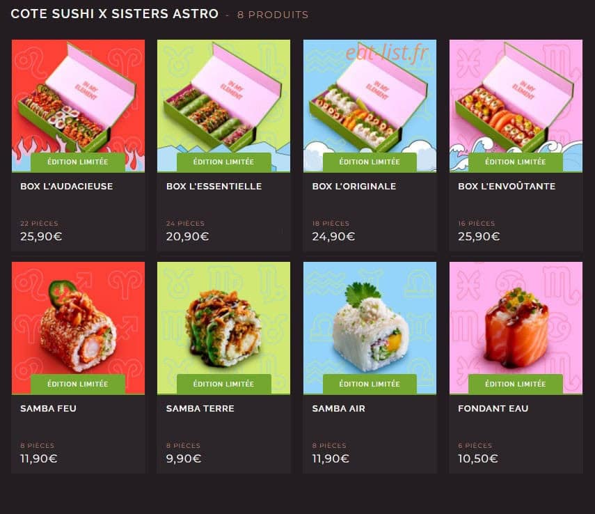 Côté Sushi — carte page 1