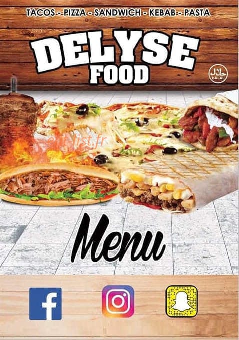 Delyse food — carte page 1