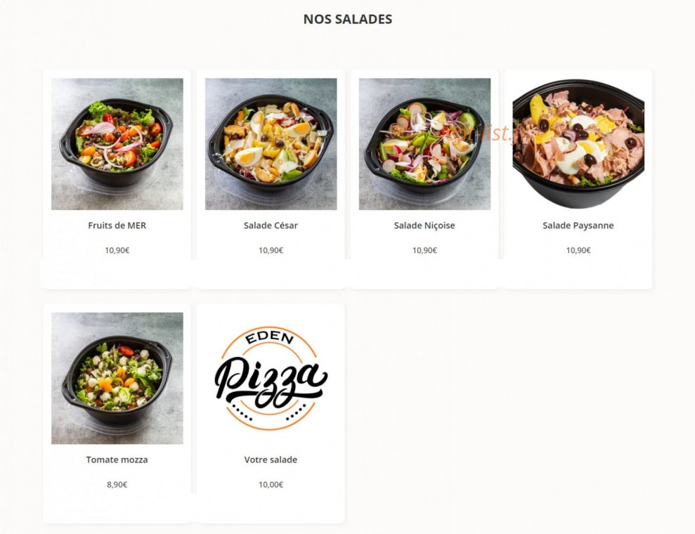 Eden Pizza — carte page 4
