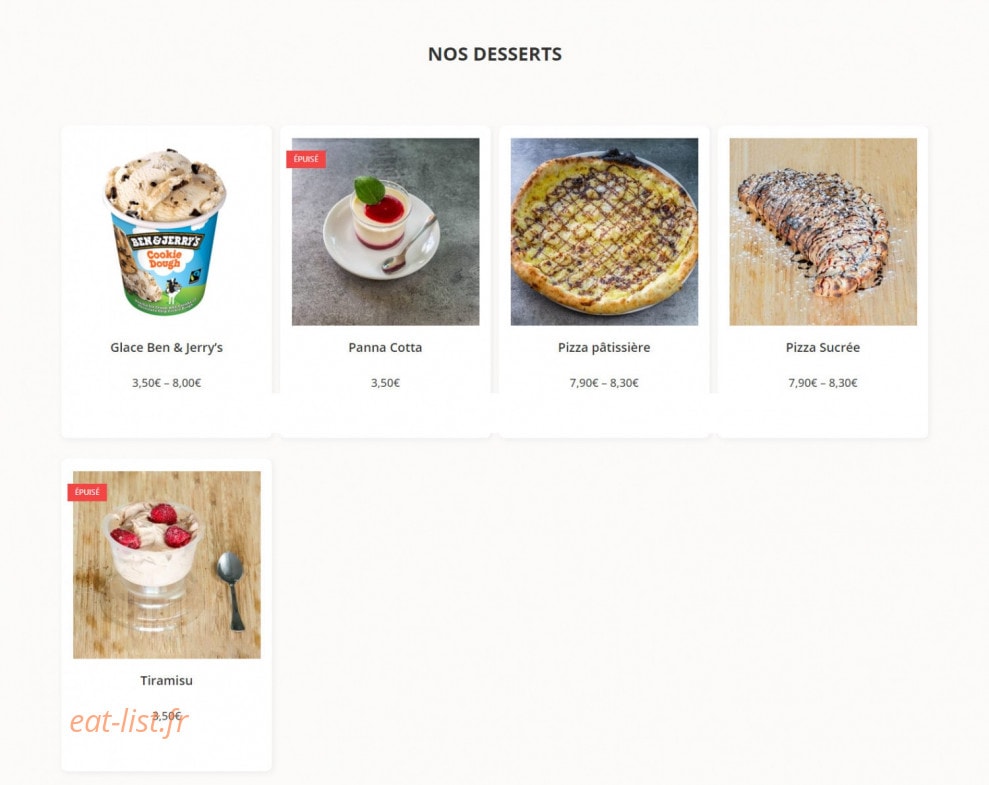 Eden Pizza — carte page 6