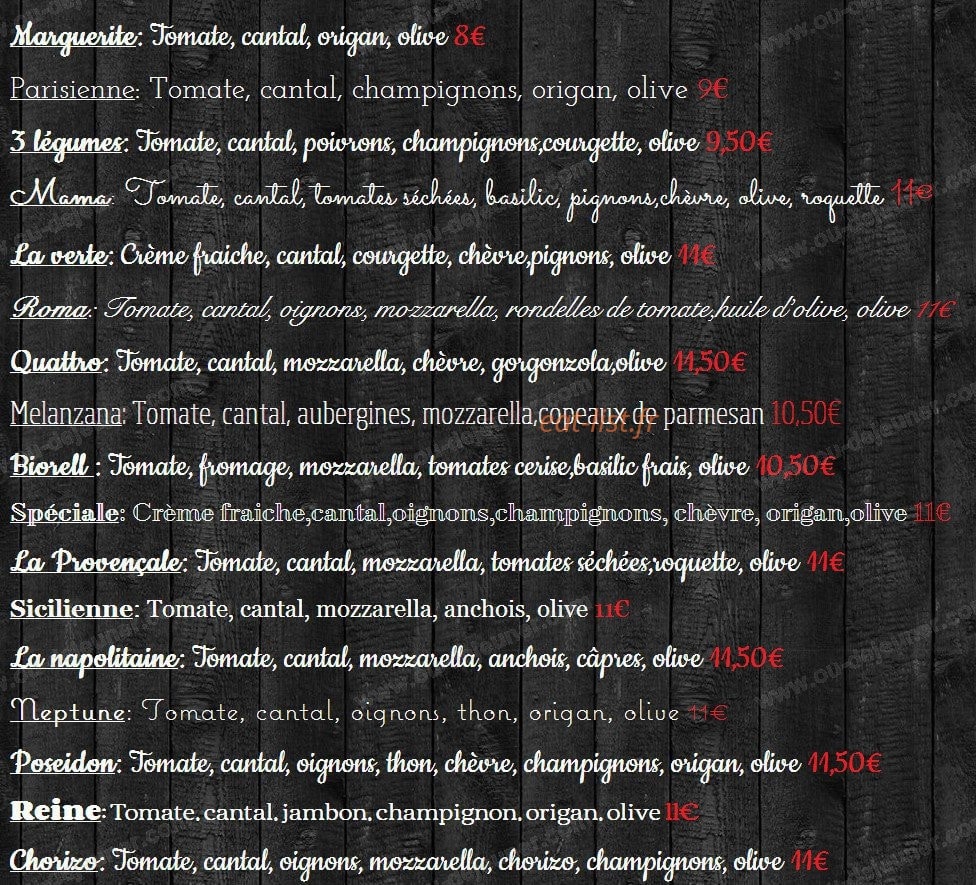 Harry's Kitchen — carte page 1