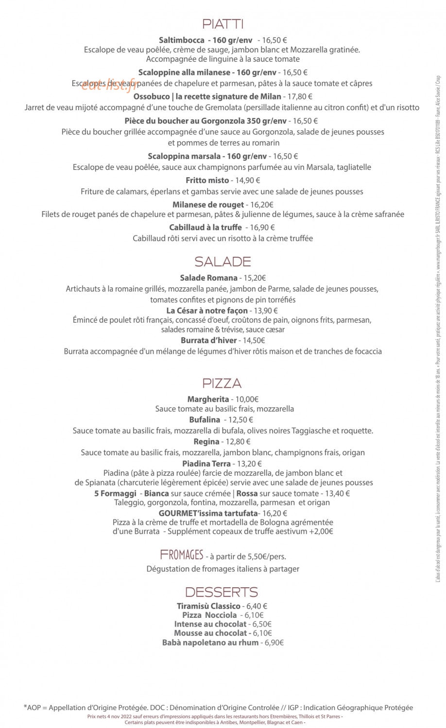Il Ristorante — carte page 2