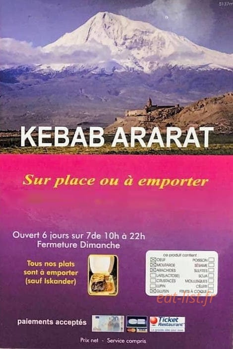 Kebab Ararat — carte page 1