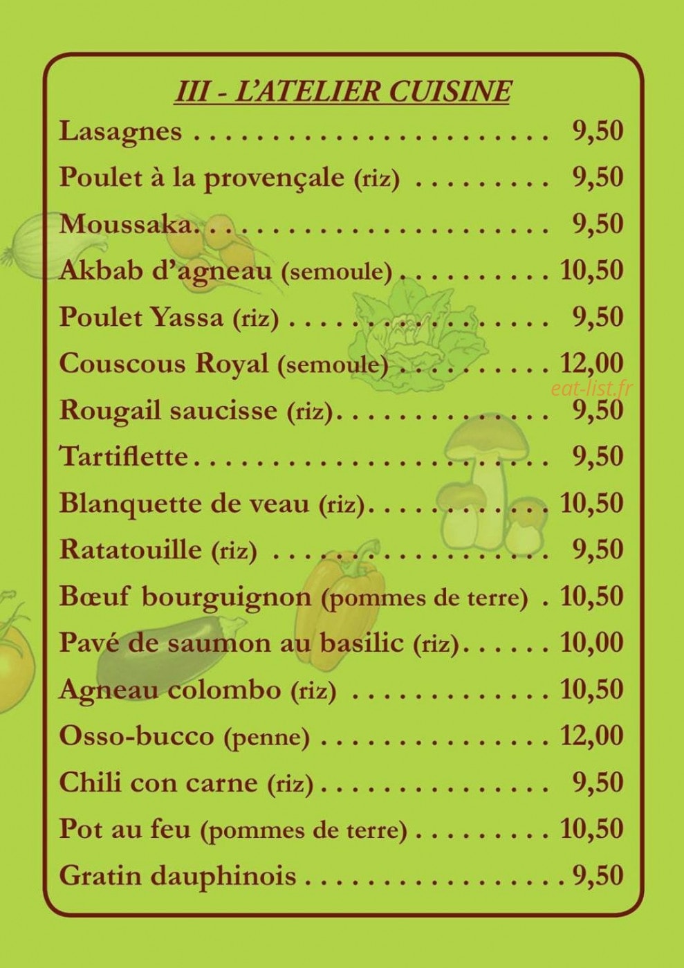 L'atelier Cuisine — carte page 3