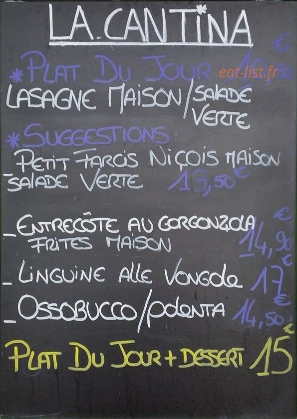 La Cantina — carte page 1