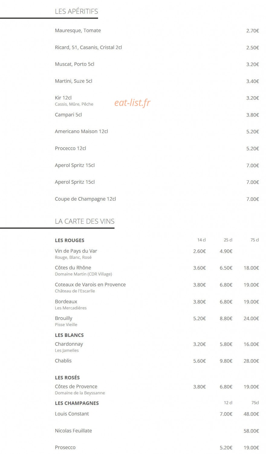 La Civette du Marché — carte page 2