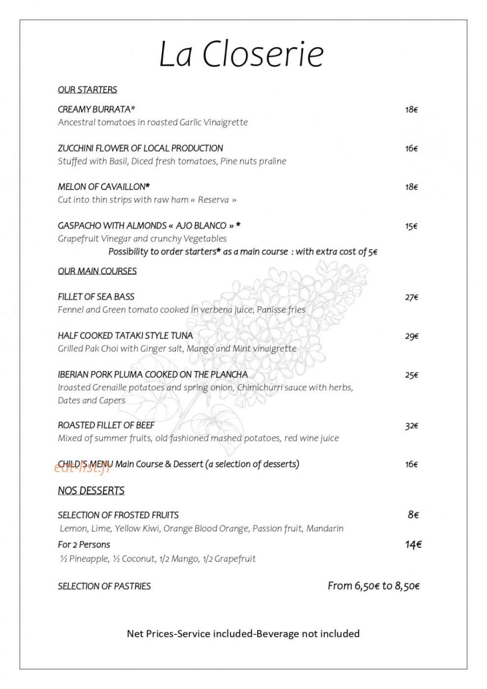 La Closerie — carte page 2