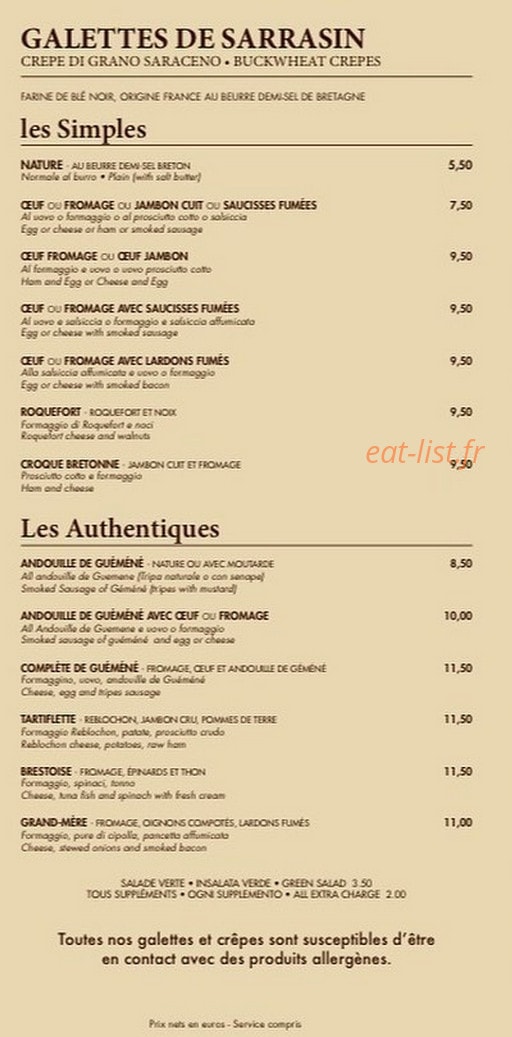 La Crêperie — carte page 4