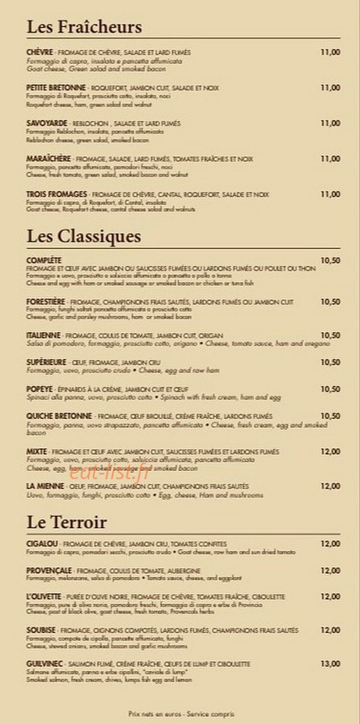 La Crêperie — carte page 3