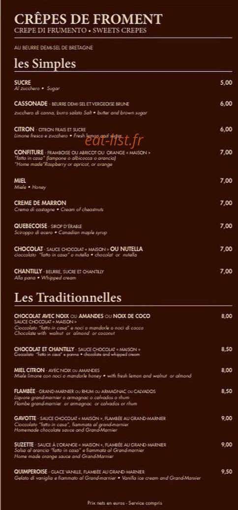 La Crêperie — carte page 2