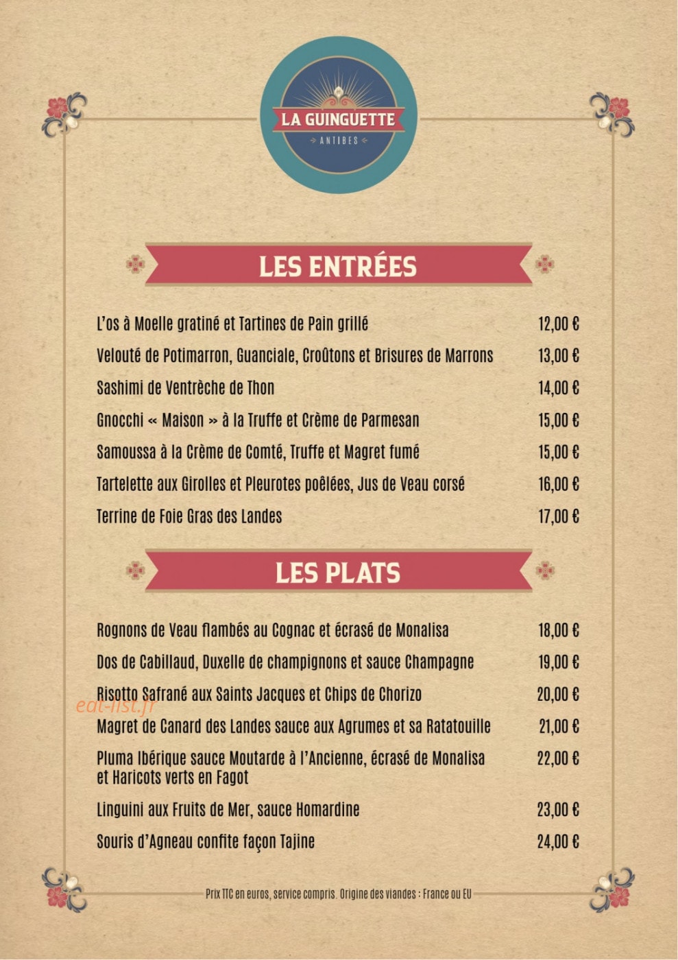 La Guinguette — carte page 1