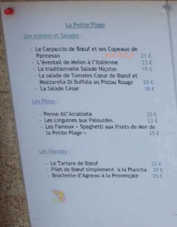 La Petite Plage — carte page 1