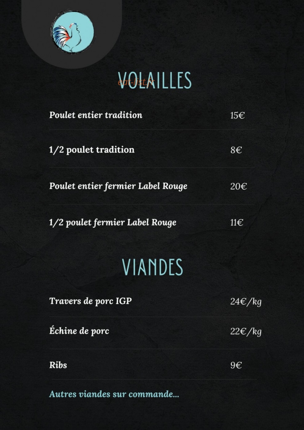 La Rôtisserie du Marché — carte page 1