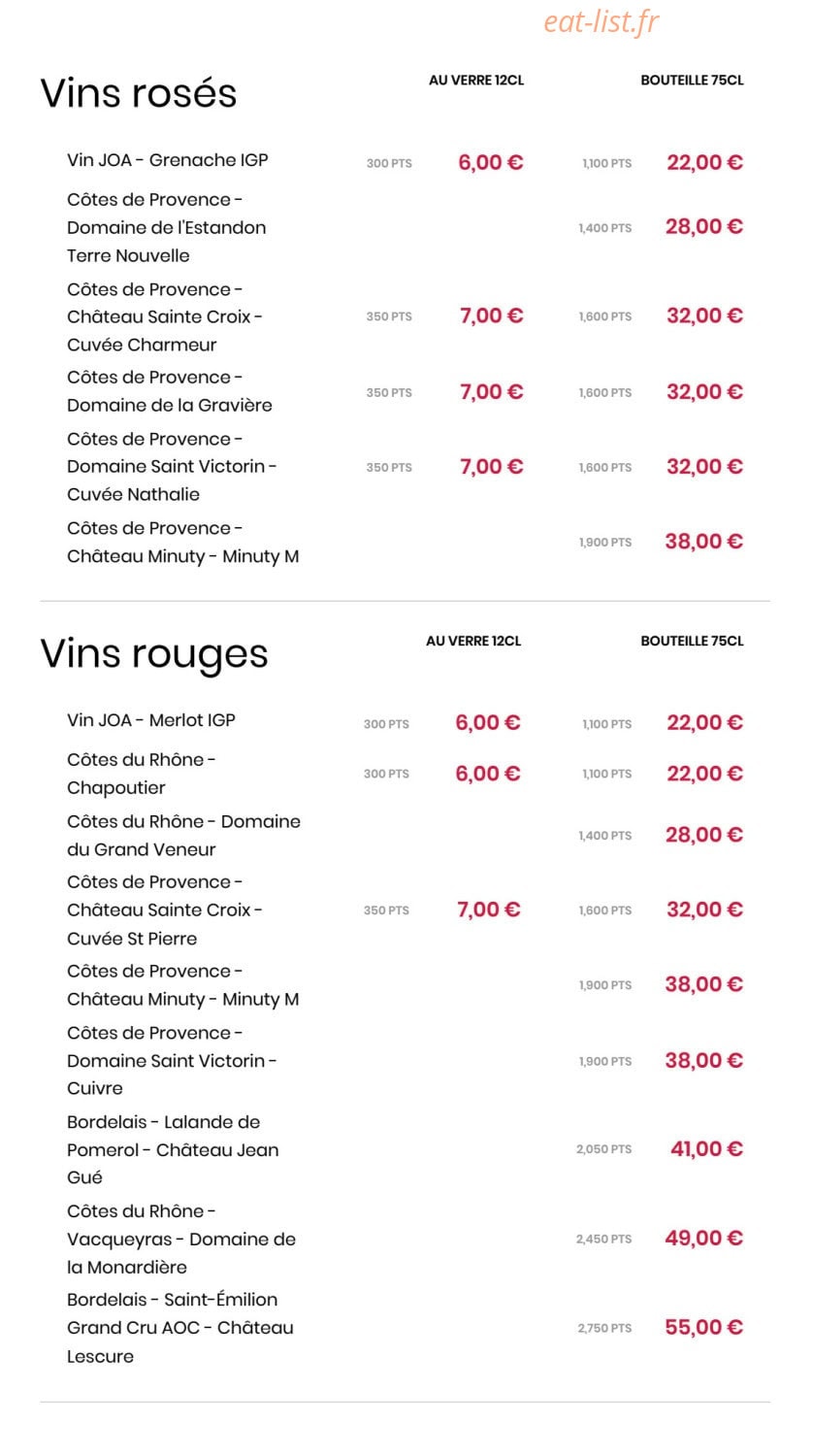 Carte et menu de La Siesta à Antibes — Menu 6