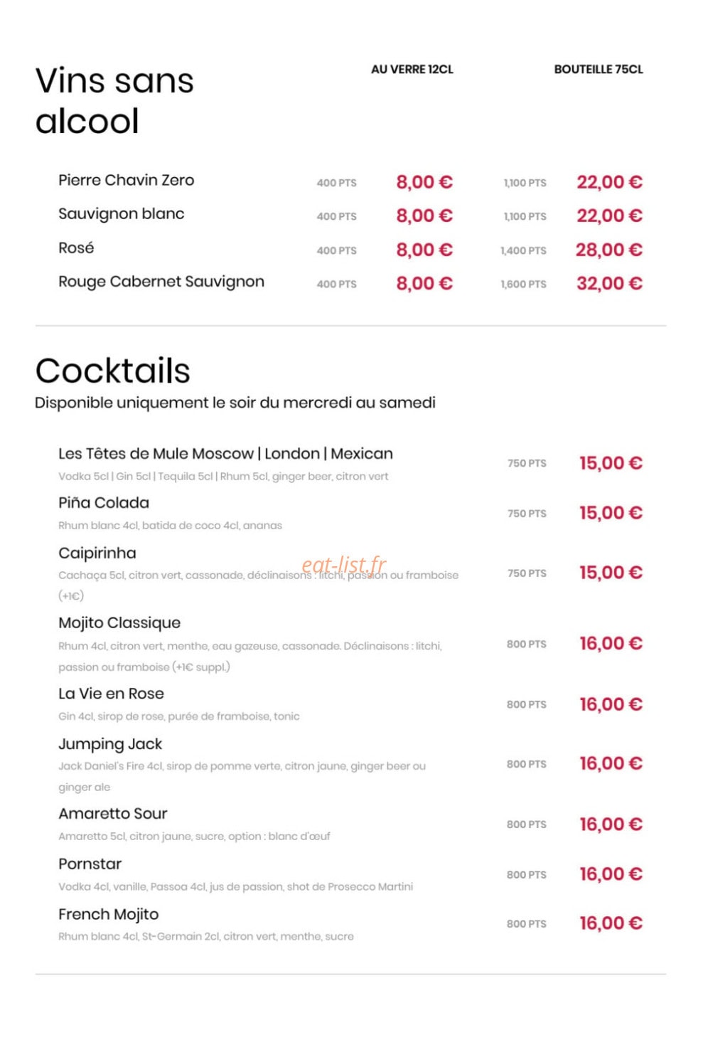 Carte et menu de La Siesta à Antibes — Menu 5