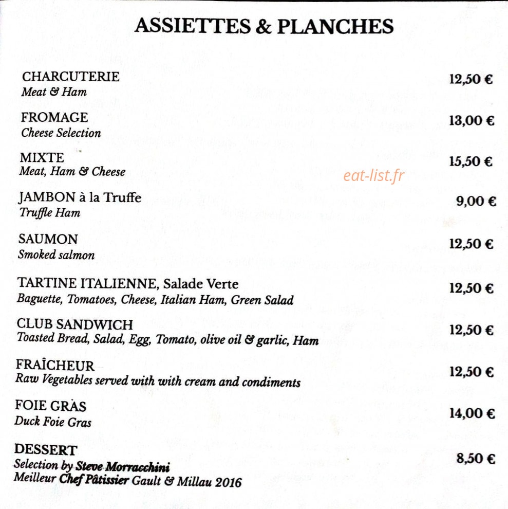 La Suite Wine Bar — carte page 1
