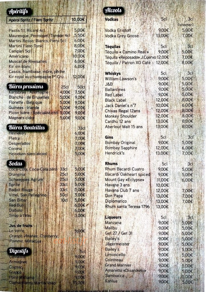 Le Café Brun — carte page 1