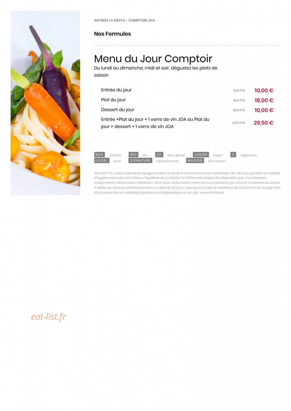 Le Comptoir JOA — carte page 1