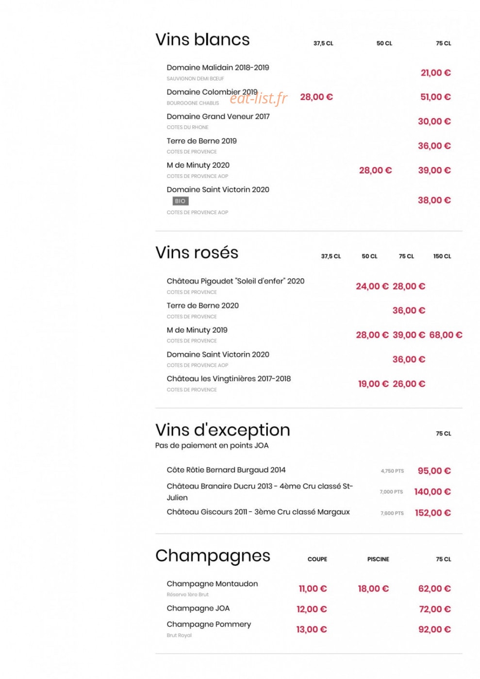 Le Comptoir JOA — carte page 6