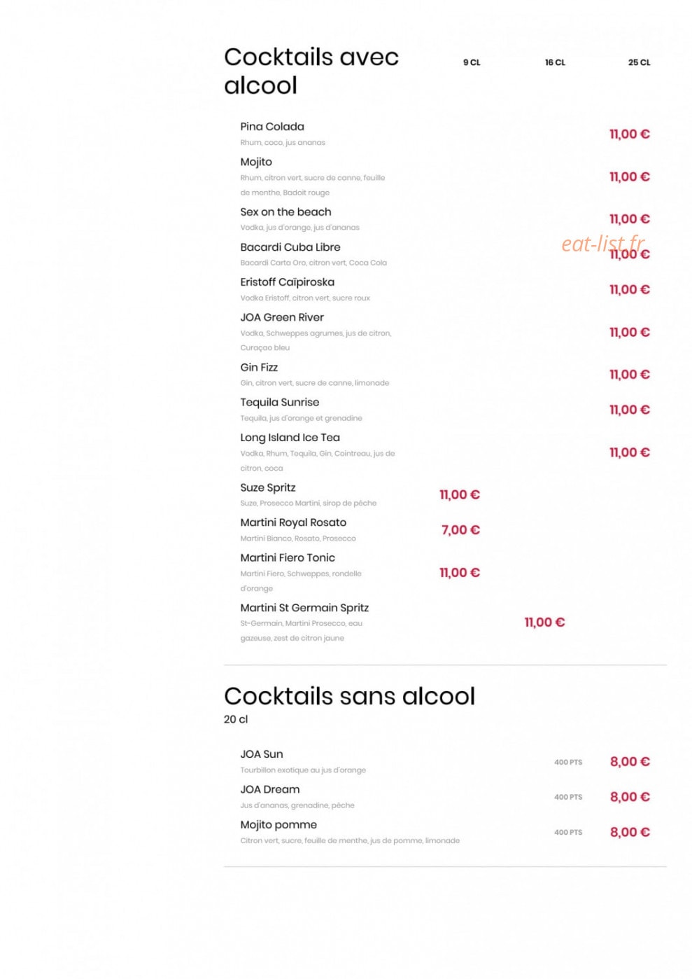Le Comptoir JOA — carte page 9